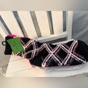 Kate Spade Black and Pink Patterned Home Socks (2pair)